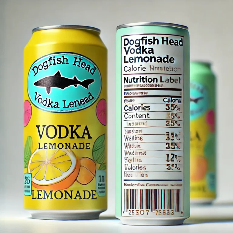 Dogfish Head Vodka Lemonade calories displayed with a can